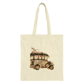 Vintage Car Tote Bag, Antique Bus Shopper Bag, Colorful Vehicle Art Bag, Unique Design Tote, Trendy Tote Bag, Gift for Car Lover - Tawshia